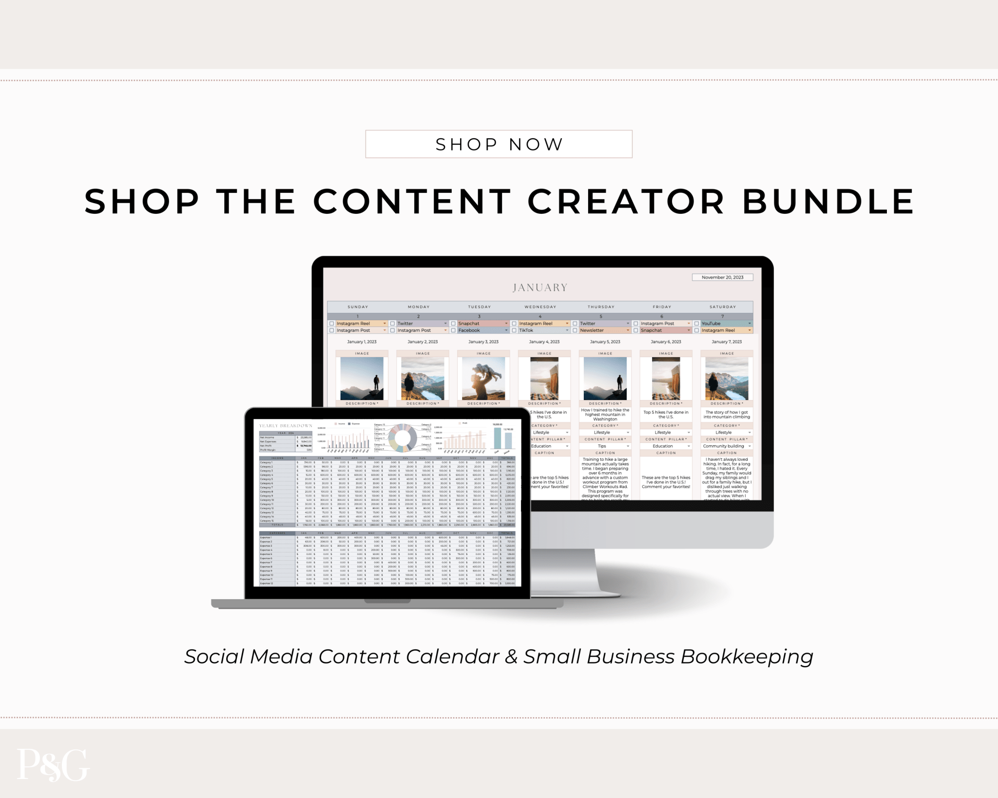 Content Creator Spreadsheet BUNDLE for Google Sheets - Palm &amp; Grace