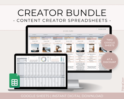 Content Creator Spreadsheet BUNDLE for Google Sheets - Palm &amp; Grace