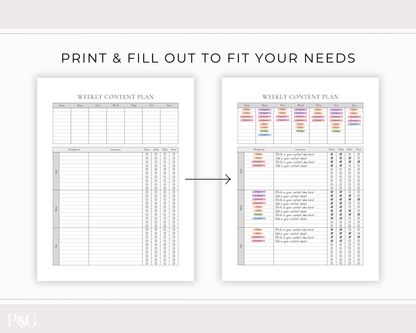 Content Planner Printable - Palm &amp; Grace