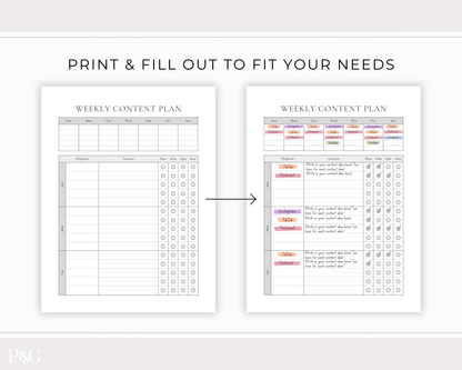 Content Planner Printable - Palm &amp; Grace