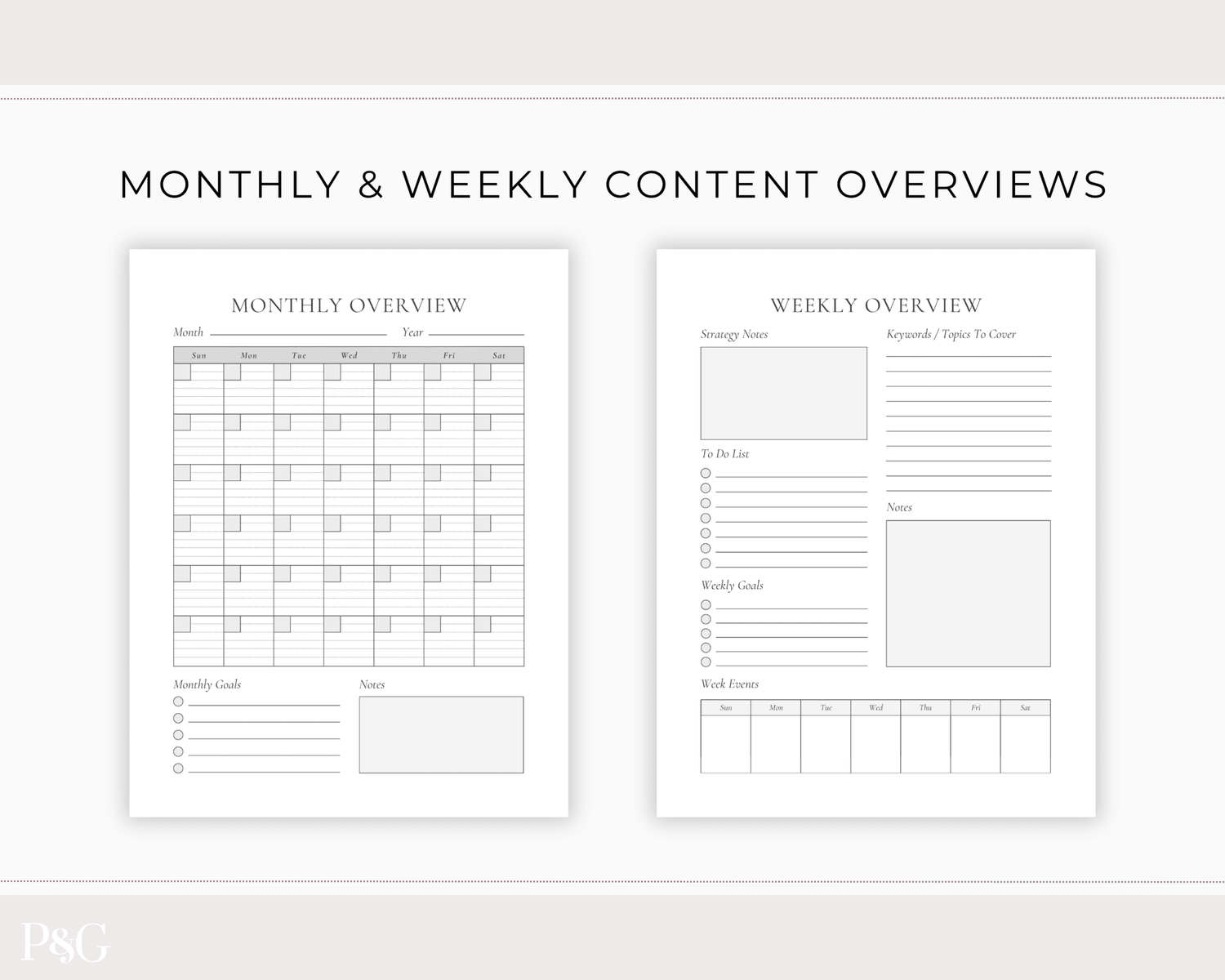 Content Planner Printable - Palm &amp; Grace