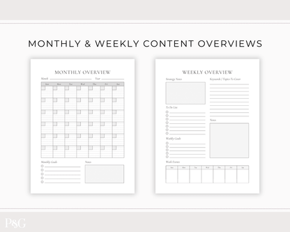 Content Planner Printable - Palm &amp; Grace