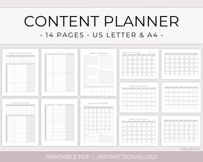 Content Planner Printable - Palm &amp; Grace