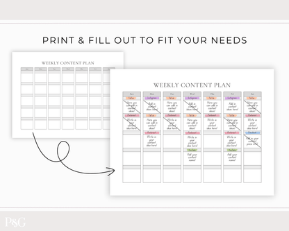 Content Planner Printable - Palm &amp; Grace