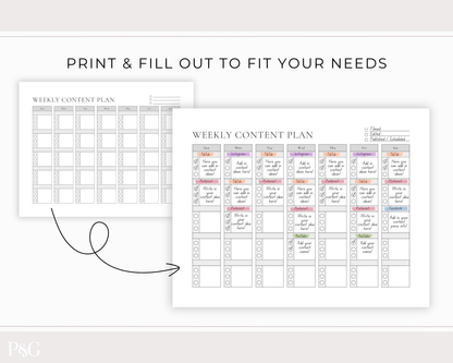 Content Planner Printable - Palm &amp; Grace