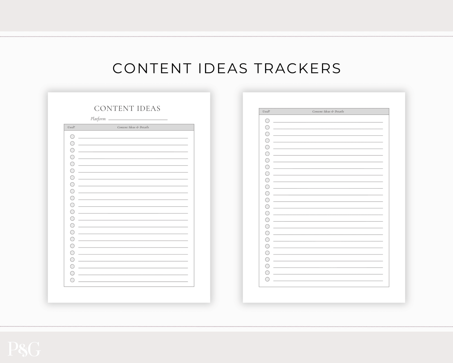 Content Planner Printable - Palm &amp; Grace