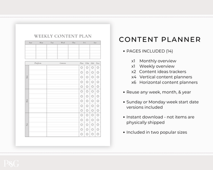 Content Planner Printable - Palm &amp; Grace