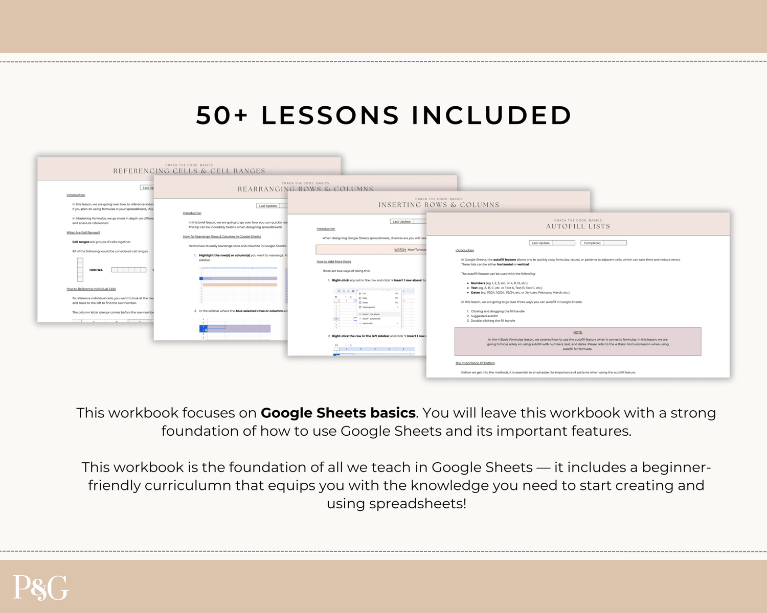 Crack The Code: Google Sheets Basics Workbook - Palm &amp; Grace