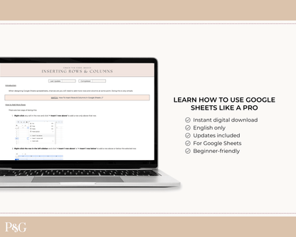 Crack The Code: Google Sheets Basics Workbook - Palm &amp; Grace