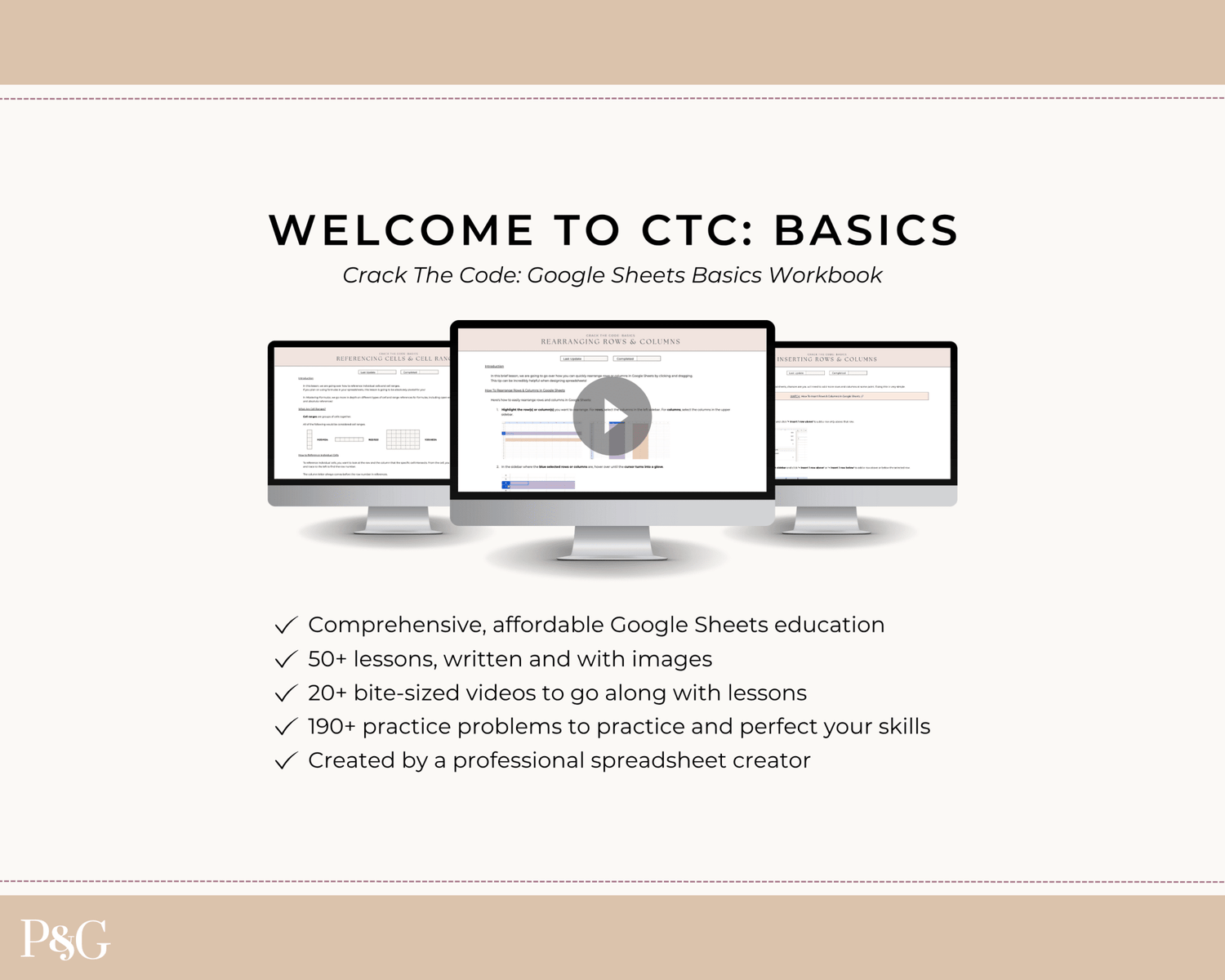 Crack The Code: Google Sheets Basics Workbook - Palm &amp; Grace
