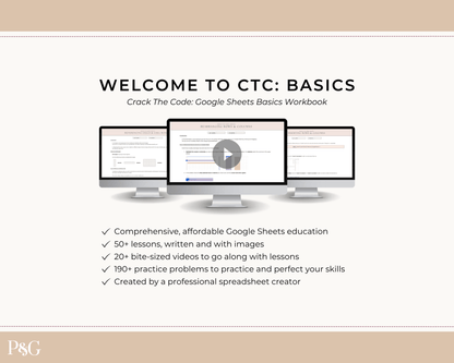 Crack The Code: Google Sheets Basics Workbook - Palm &amp; Grace