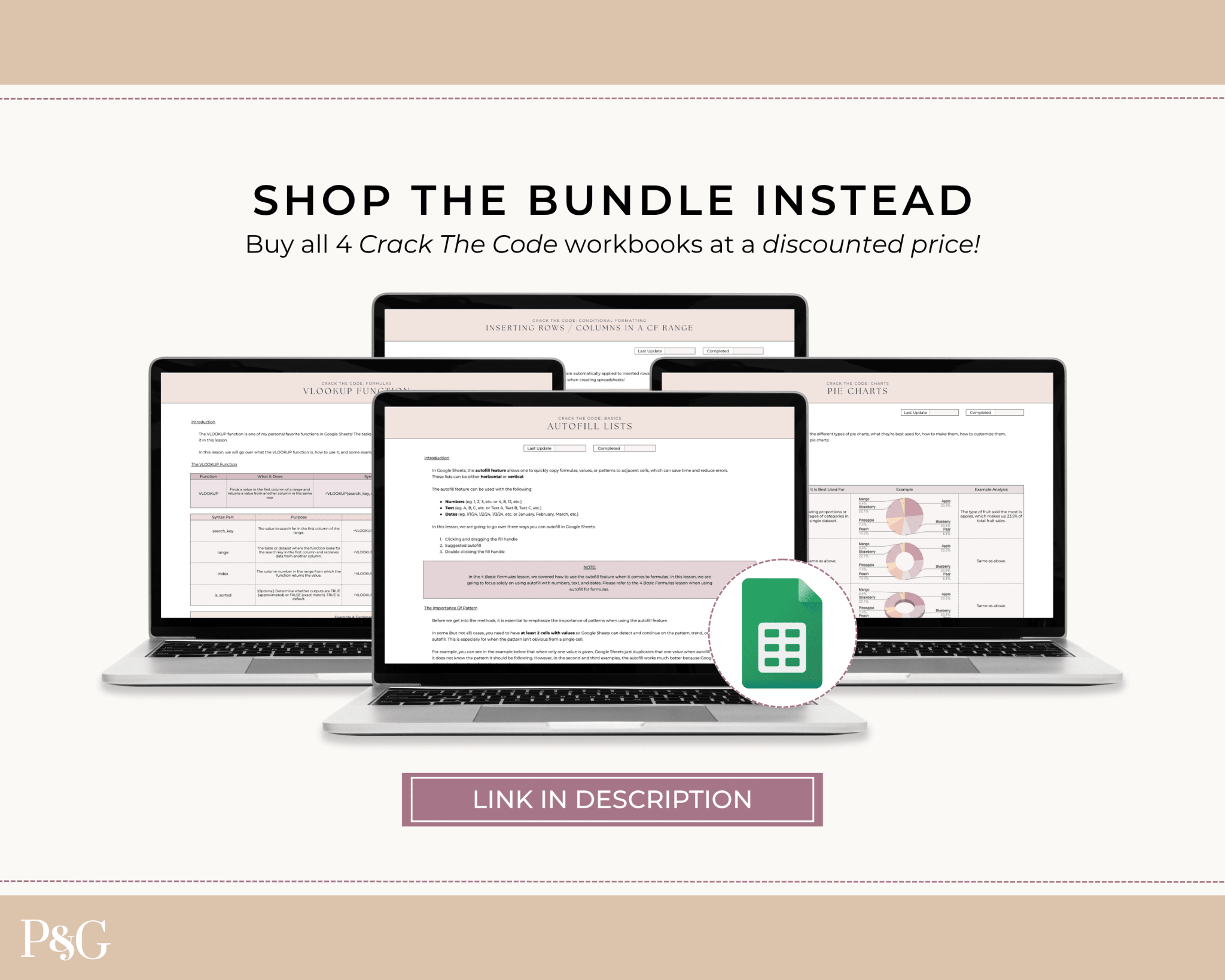 Crack The Code: Google Sheets Charts Workbook - Palm &amp; Grace