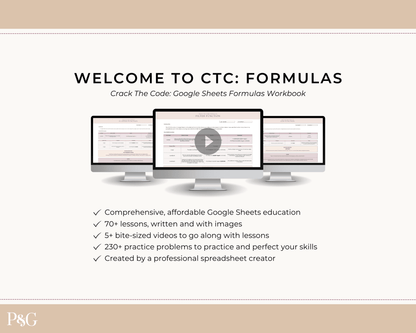 Crack The Code: Google Sheets Formulas Workbook - Palm &amp; Grace