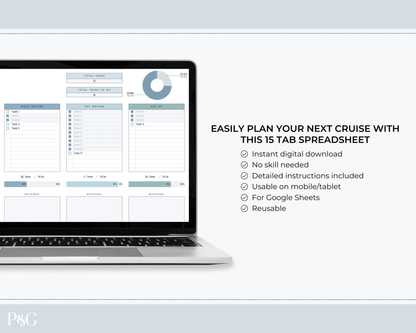 Cruise Planner Spreadsheet for Google Sheets (Commercial Multi - Client License) - Palm &amp; Grace