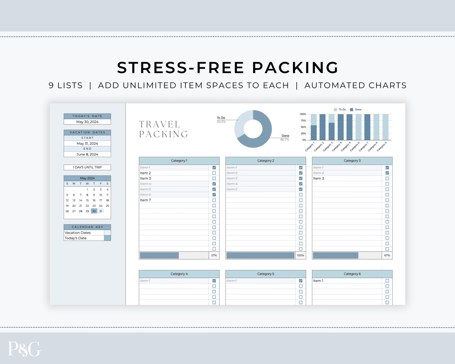 Cruise Planner Spreadsheet for Google Sheets (Commercial Multi - Client License) - Palm &amp; Grace