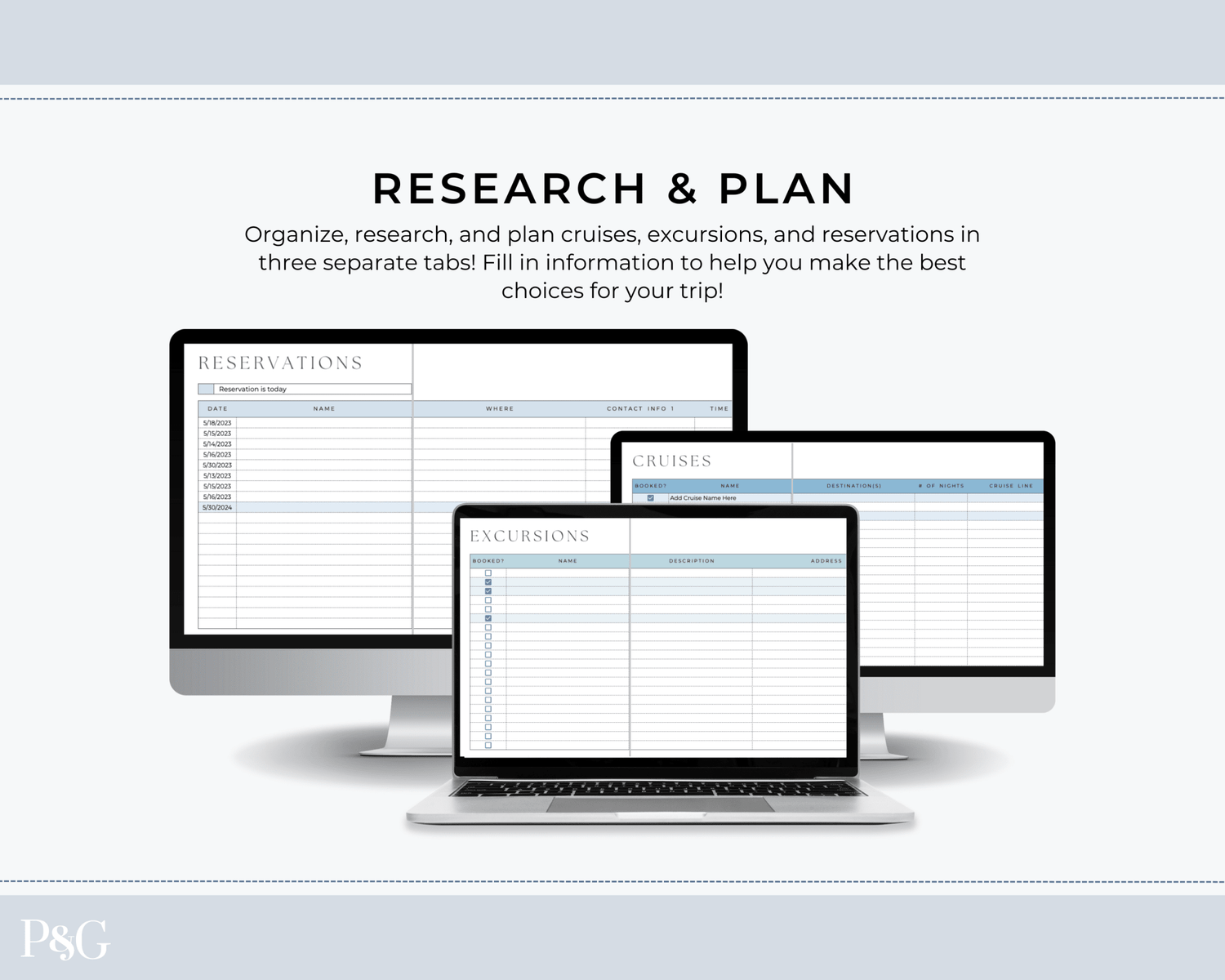 Cruise Planner Spreadsheet for Google Sheets (Commercial Multi - Client License) - Palm &amp; Grace