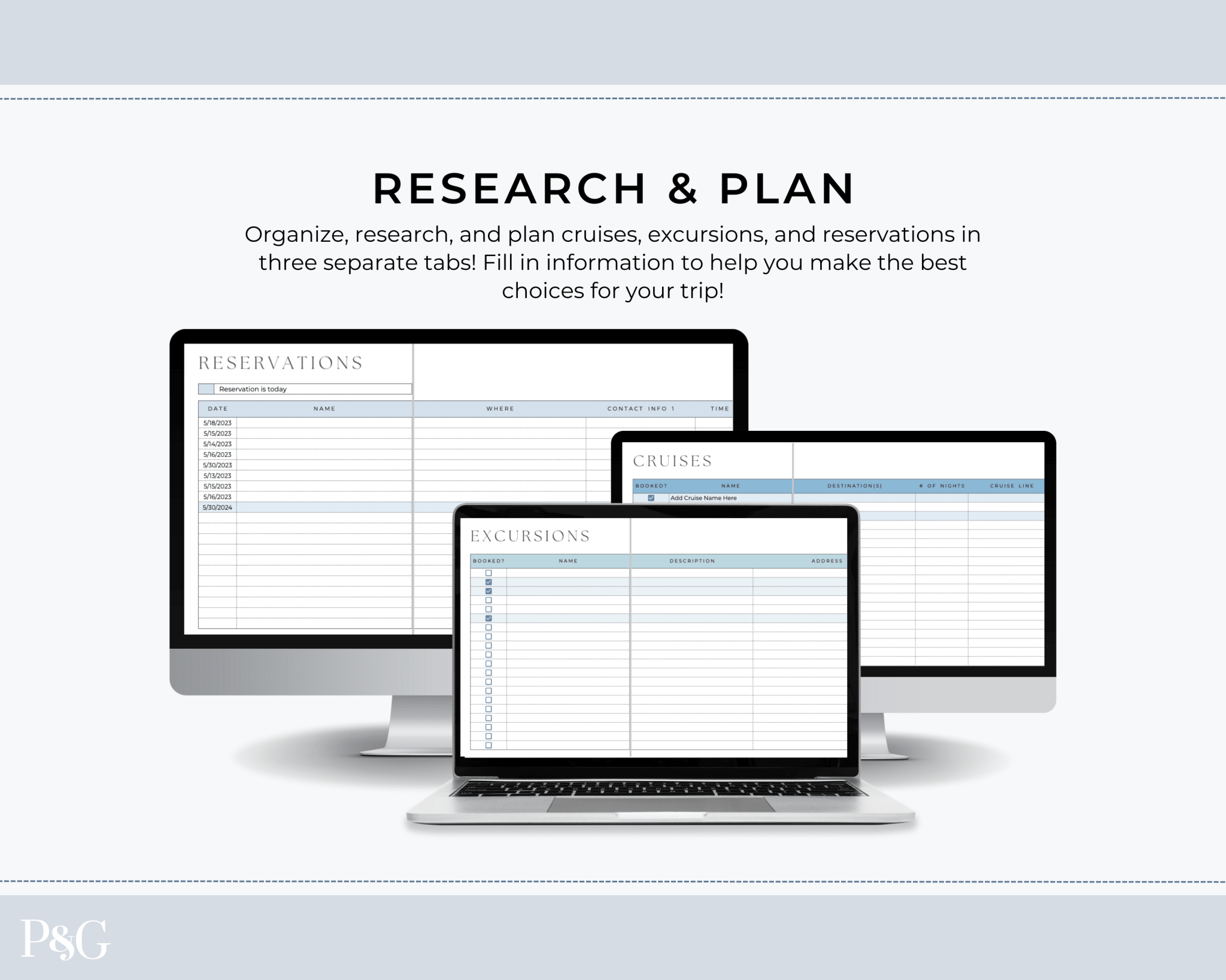 Cruise Planner Spreadsheet for Google Sheets (Commercial Multi - Client License) - Palm &amp; Grace