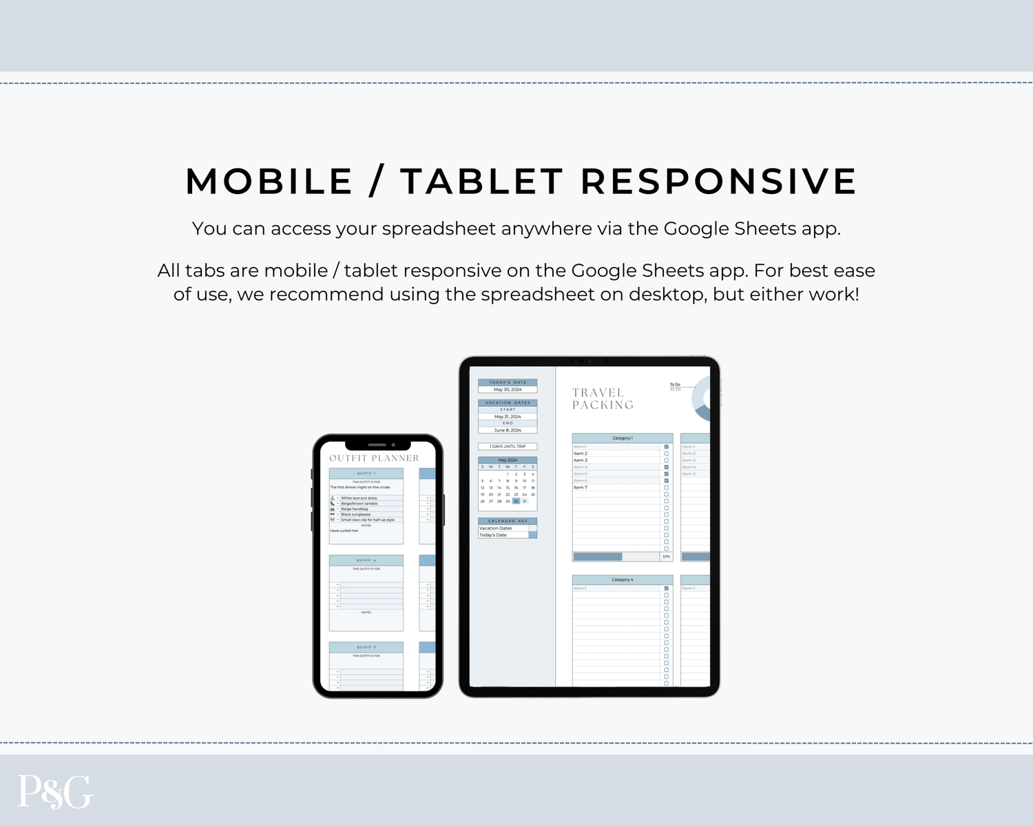Cruise Planner Spreadsheet for Google Sheets (Commercial Multi - Client License) - Palm &amp; Grace