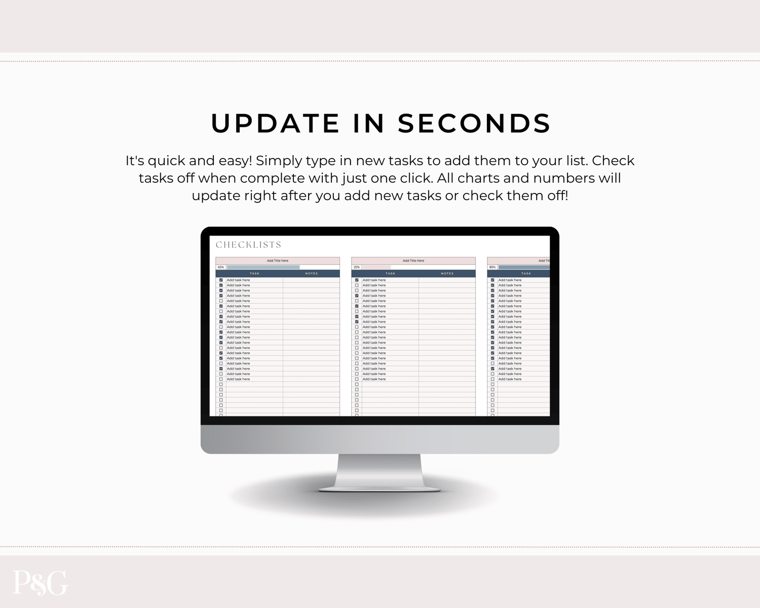 Easy Checklists Template for Google Sheets - Palm &amp; Grace