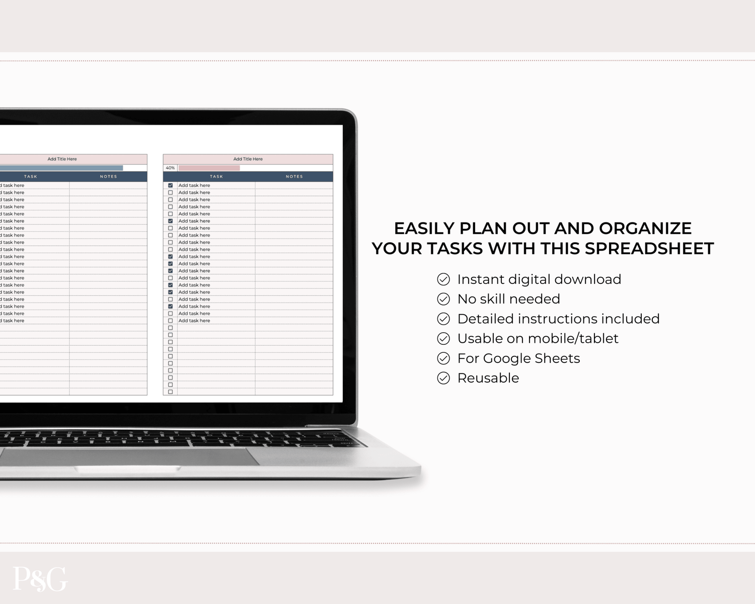Easy Checklists Template for Google Sheets - Palm &amp; Grace