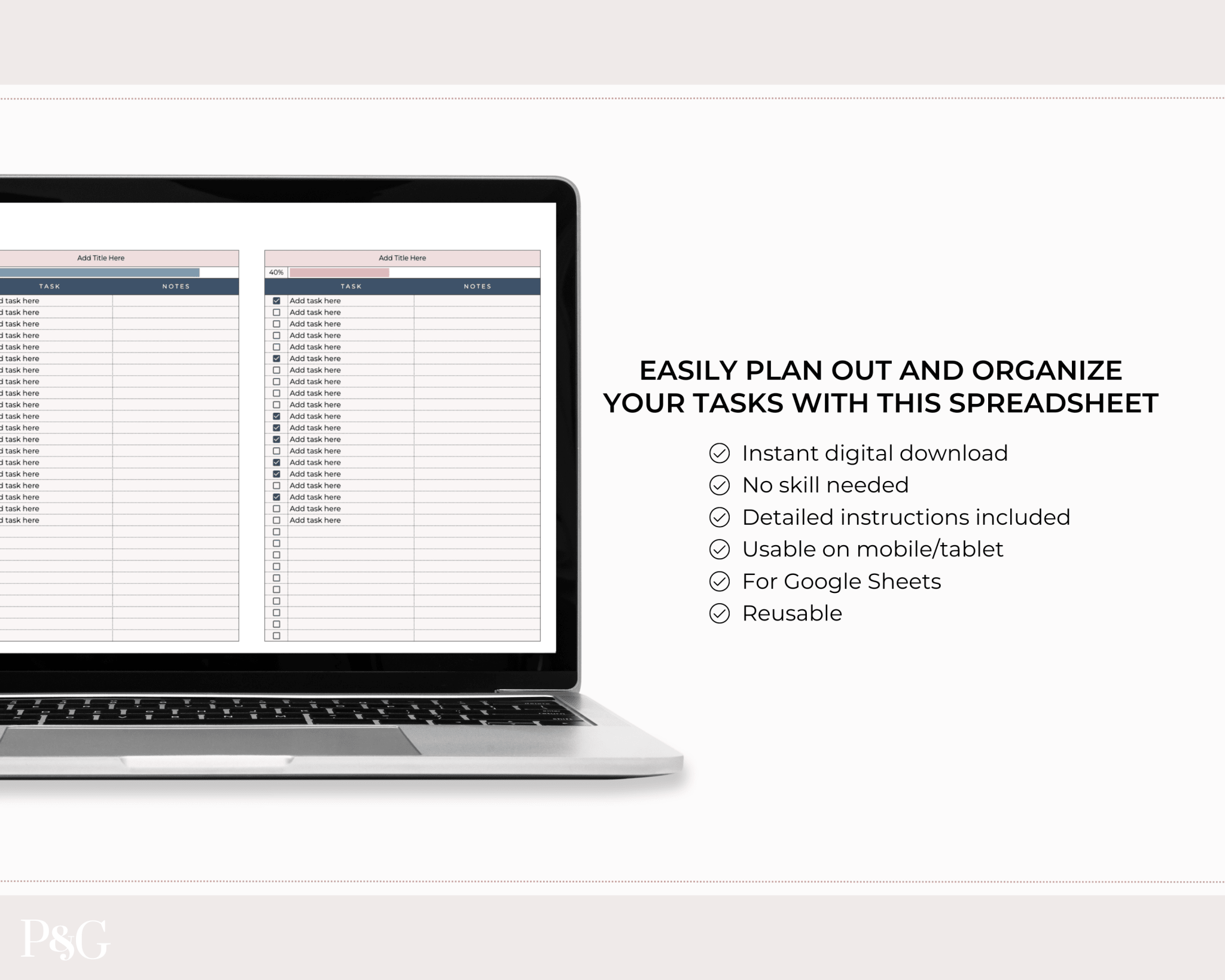 Easy Checklists Template for Google Sheets - Palm &amp; Grace