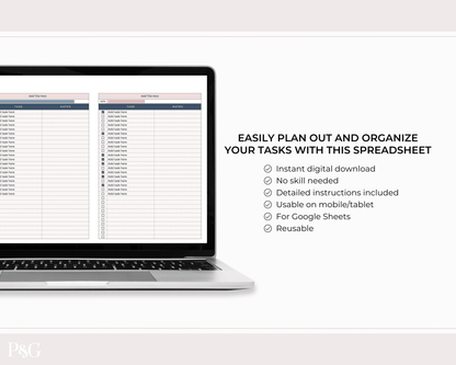 Easy Checklists Template for Google Sheets - Palm &amp; Grace