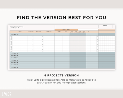 Gantt Chart Project Management Template for Google Sheets - Palm &amp; Grace