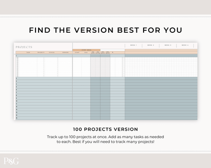 Gantt Chart Project Management Template for Google Sheets - Palm &amp; Grace