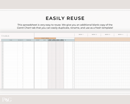 Gantt Chart To Do List Template for Google Sheets - Palm &amp; Grace