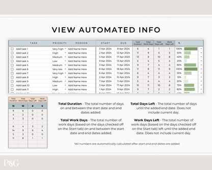 Gantt Chart To Do List Template for Google Sheets - Palm &amp; Grace