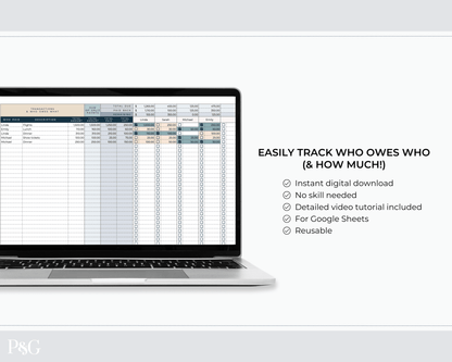 Group Travel Expense Tracker Spreadsheet For Google Sheets - Palm &amp; Grace