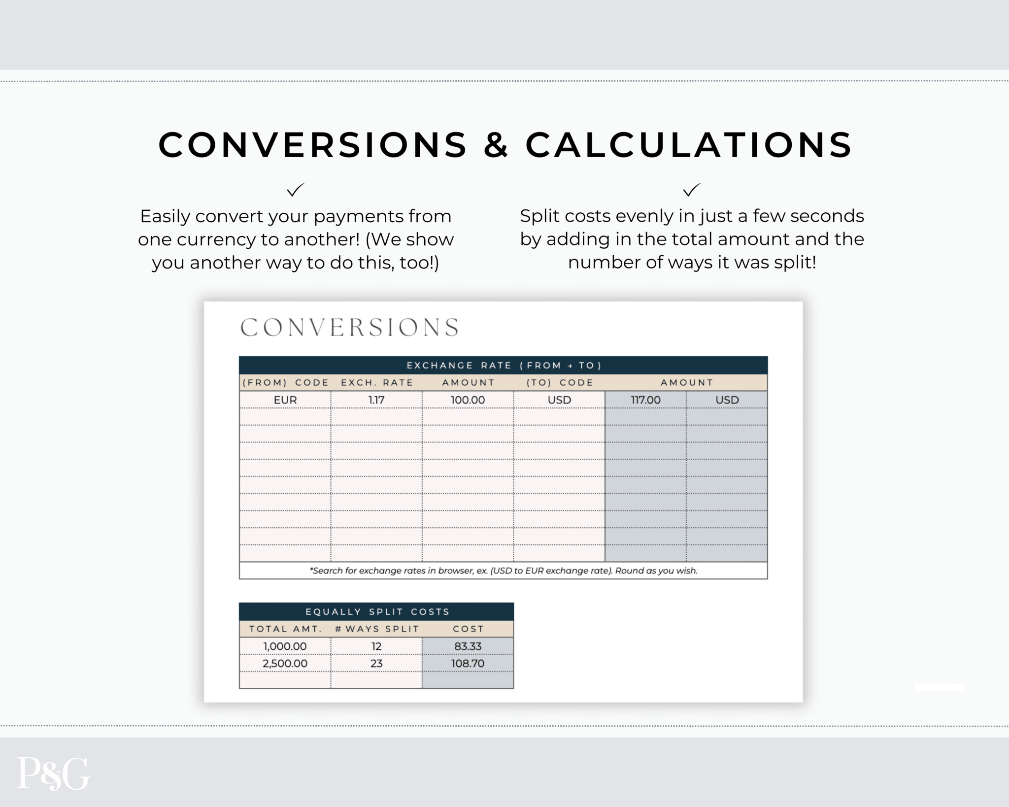 Group Travel Expense Tracker Spreadsheet For Google Sheets - Palm &amp; Grace