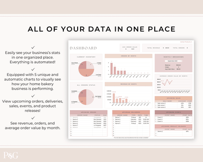 Home Bakery Business Planner Spreadsheet for Google Sheets - Palm &amp; Grace