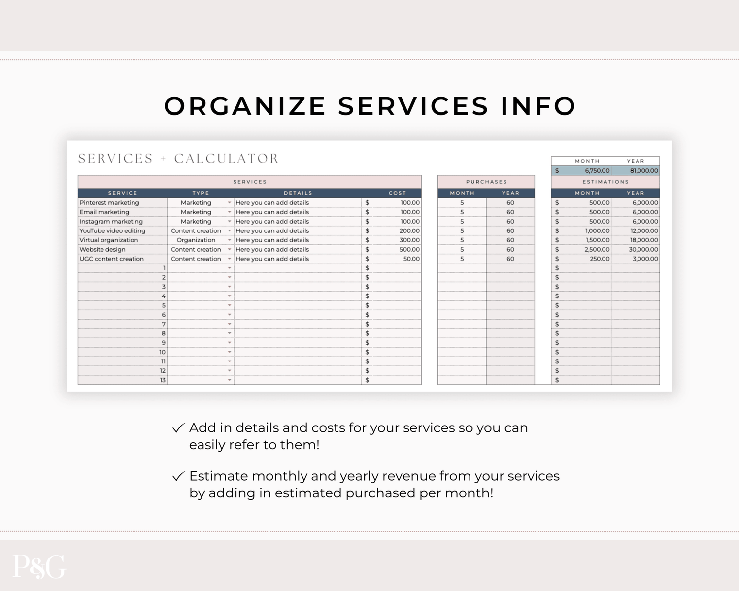 Invoice Tracker Spreadsheet for Google Sheets - Palm &amp; Grace