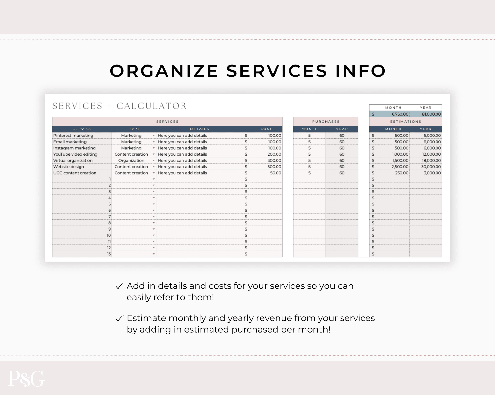 Invoice Tracker Spreadsheet for Google Sheets - Palm &amp; Grace