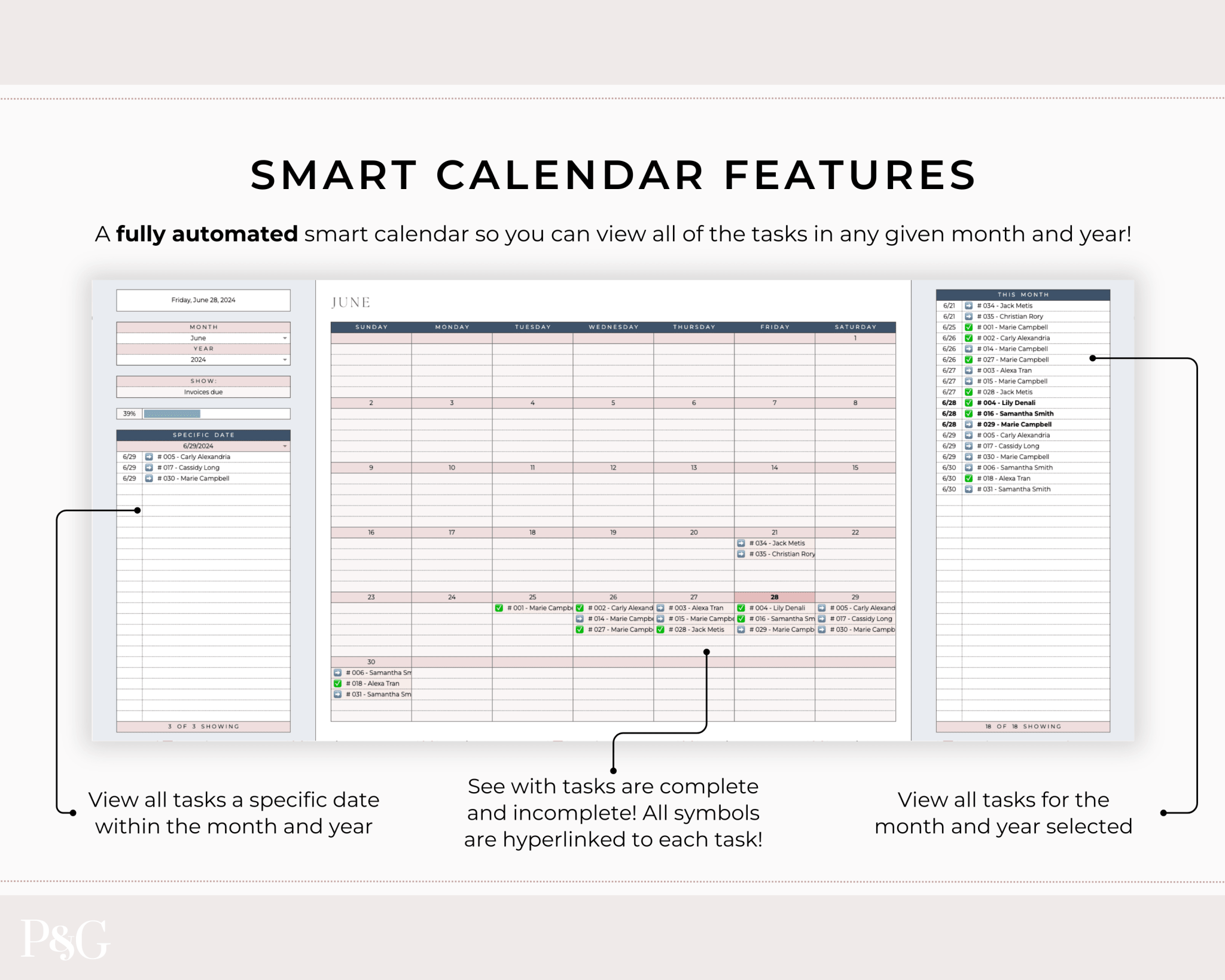 Invoice Tracker Spreadsheet for Google Sheets - Palm &amp; Grace