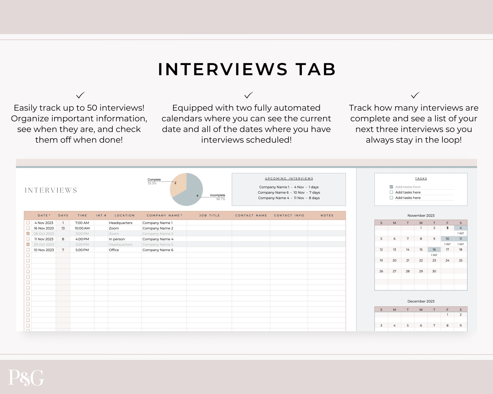Job Application Tracker Spreadsheet for Google Sheets - Palm &amp; Grace