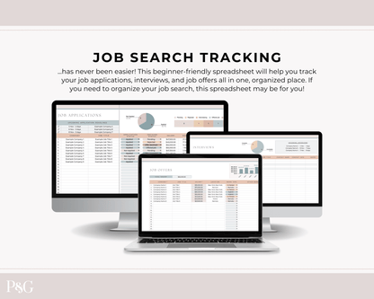 Job Application Tracker Spreadsheet for Google Sheets - Palm &amp; Grace
