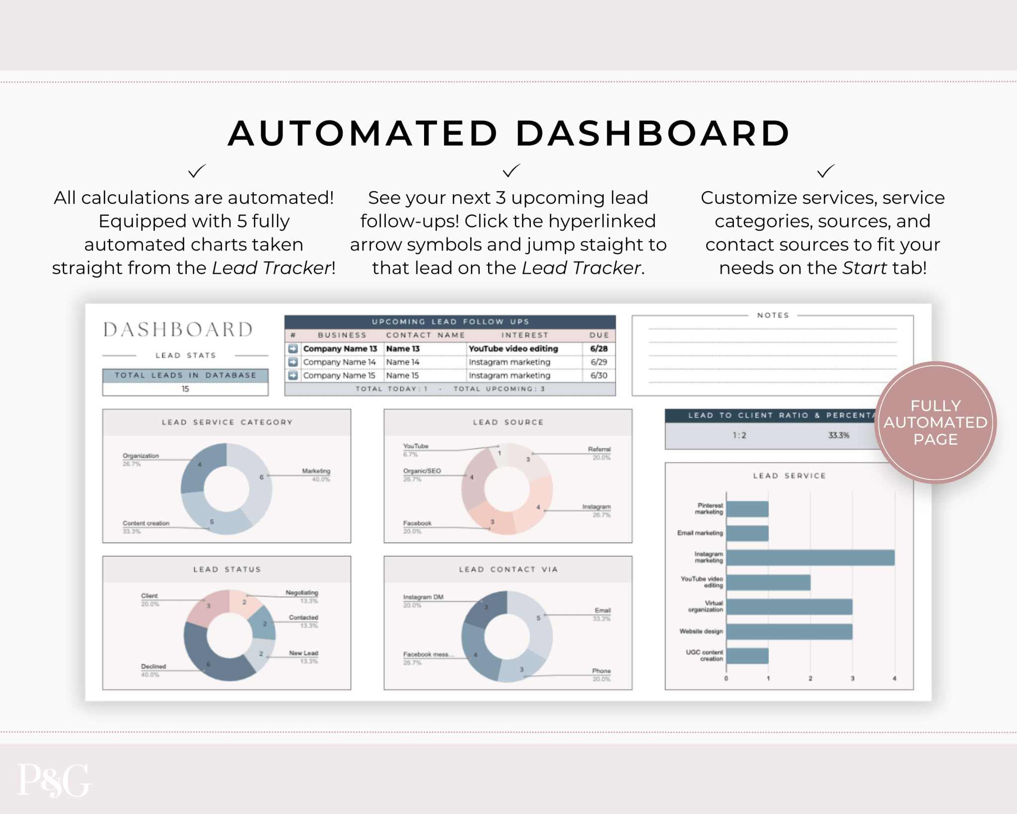 Lead Tracker Template for Google Sheets - Palm &amp; Grace
