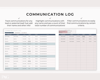 Lead Tracker Template for Google Sheets - Palm &amp; Grace