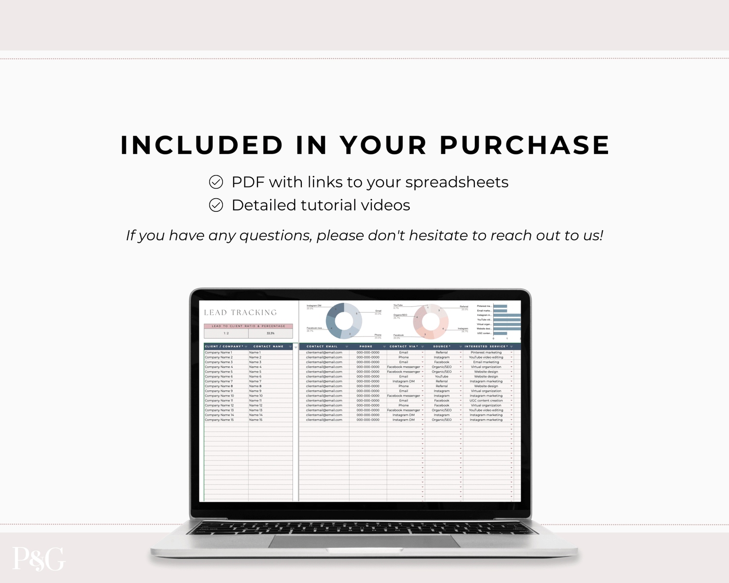 Lead Tracker Template for Google Sheets - Palm &amp; Grace