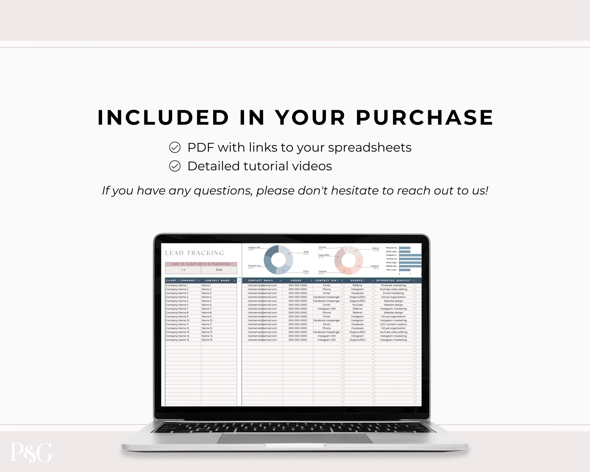 Lead Tracker Template for Google Sheets - Palm &amp; Grace