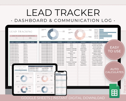 Lead Tracker Template for Google Sheets - Palm &amp; Grace