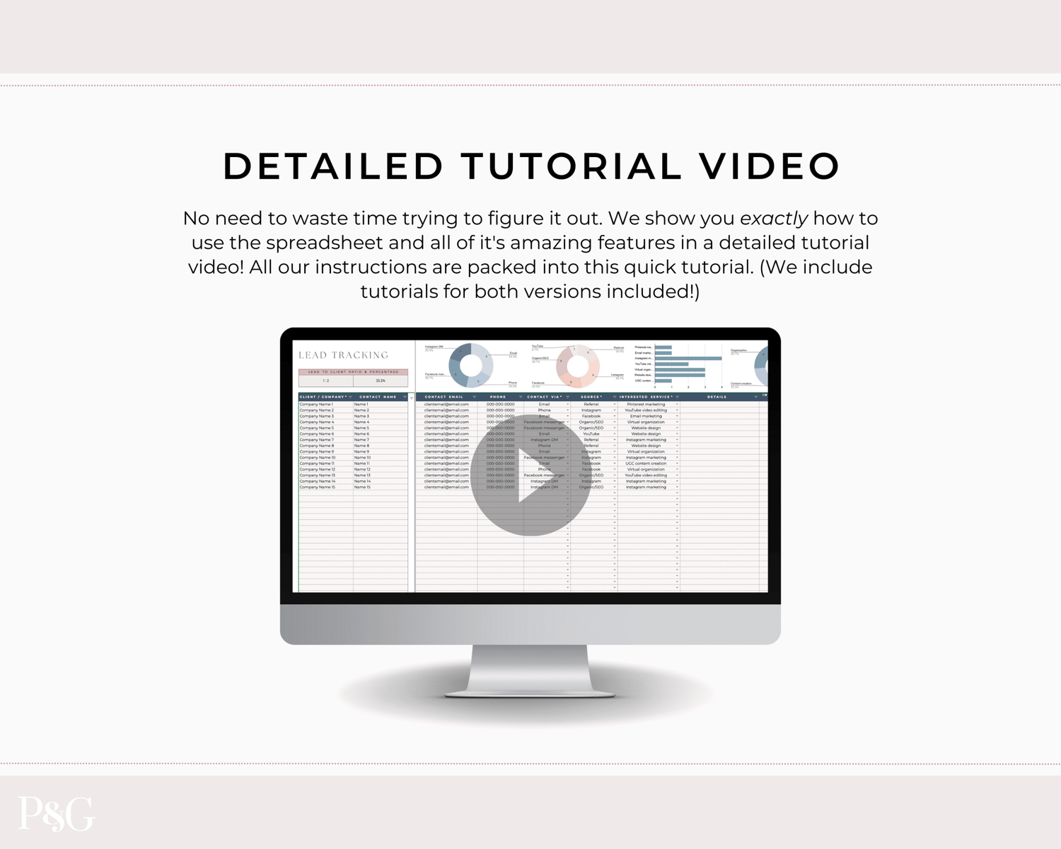 Lead Tracker Template for Google Sheets - Palm &amp; Grace