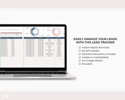 Lead Tracker Template for Google Sheets - Palm &amp; Grace
