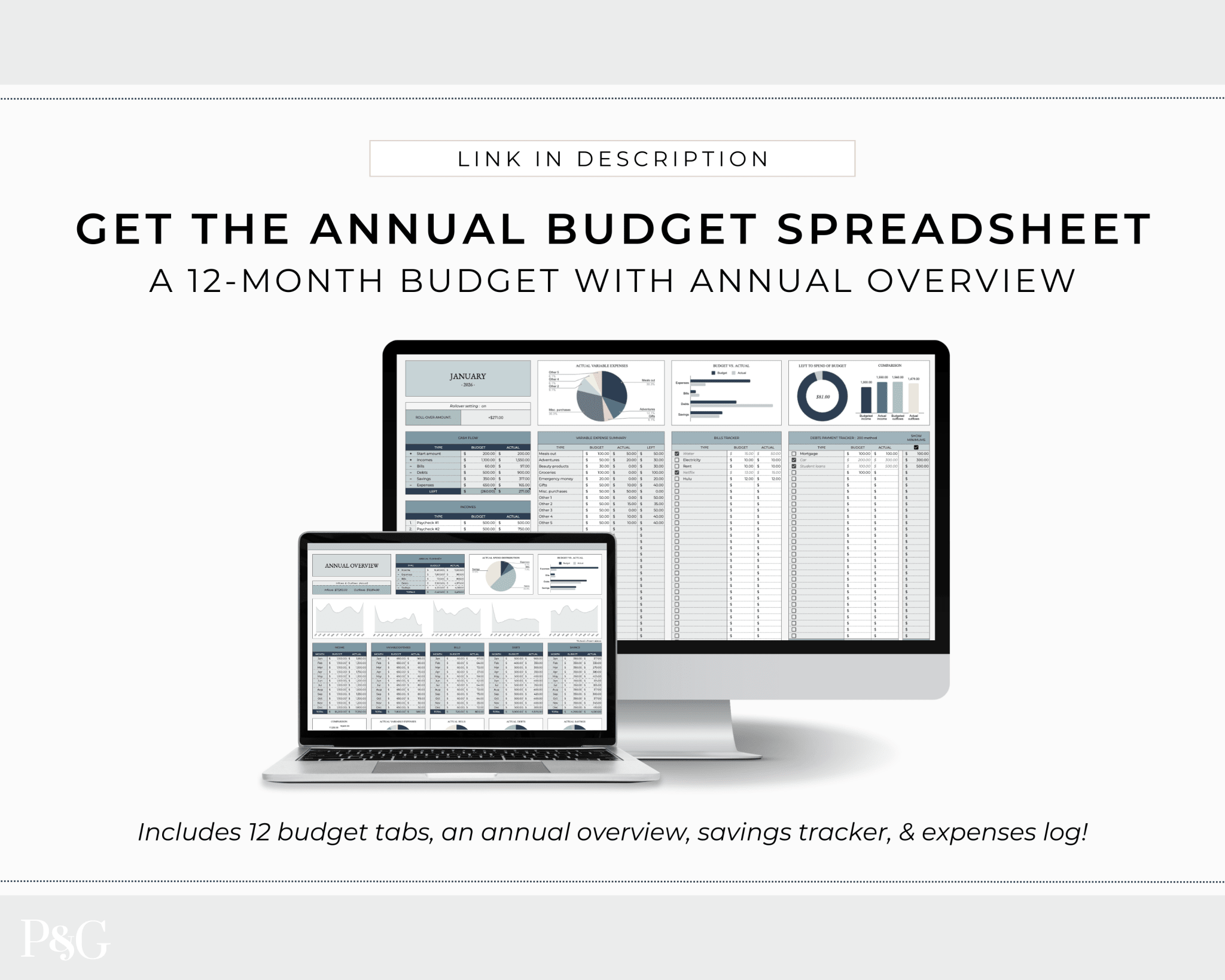 Monthly Budget Spreadsheet Template for Google Sheets - Palm &amp; Grace