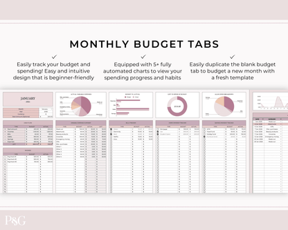 Monthly Budget Spreadsheet Template for Google Sheets - Palm &amp; Grace
