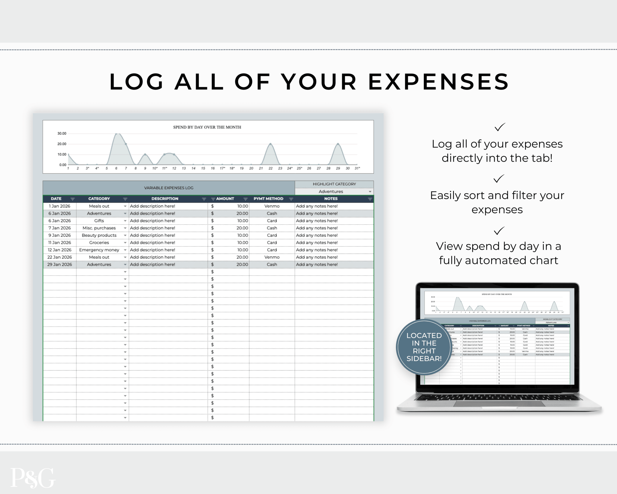 Monthly Budget Spreadsheet Template for Google Sheets - Palm &amp; Grace
