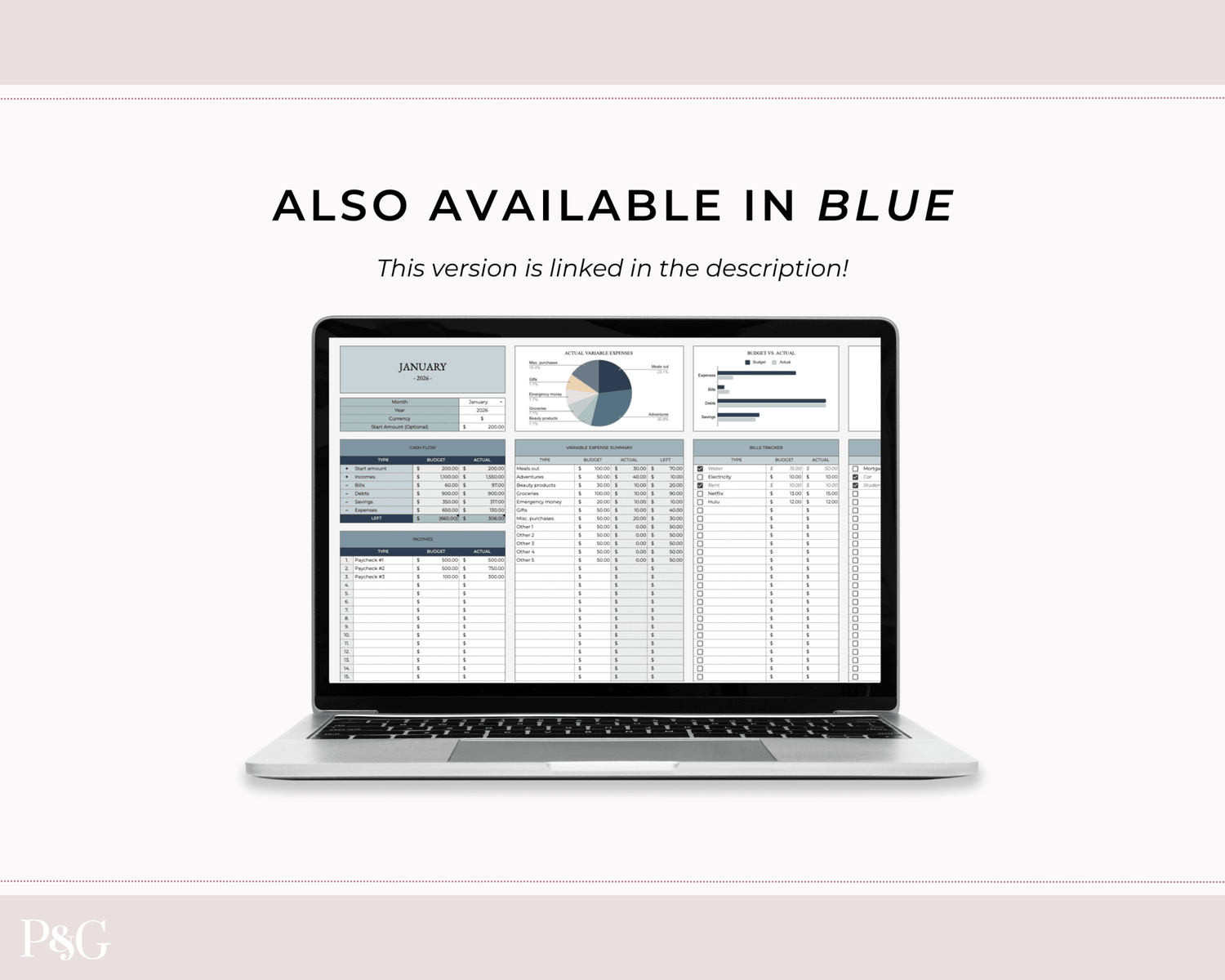 Monthly Budget Spreadsheet Template for Google Sheets - Palm &amp; Grace
