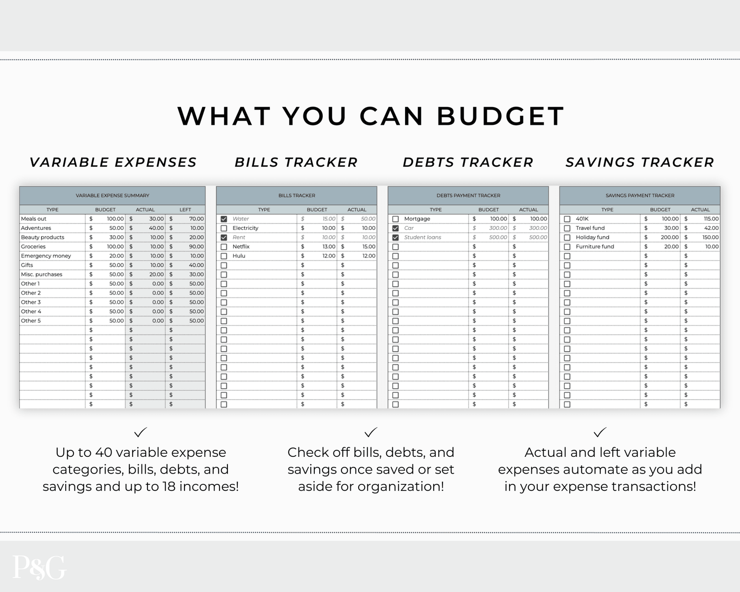 Monthly Budget Spreadsheet Template for Google Sheets - Palm &amp; Grace
